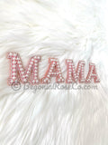 MAMA chenille letter patches light pink sequin sew on iron on mom gift