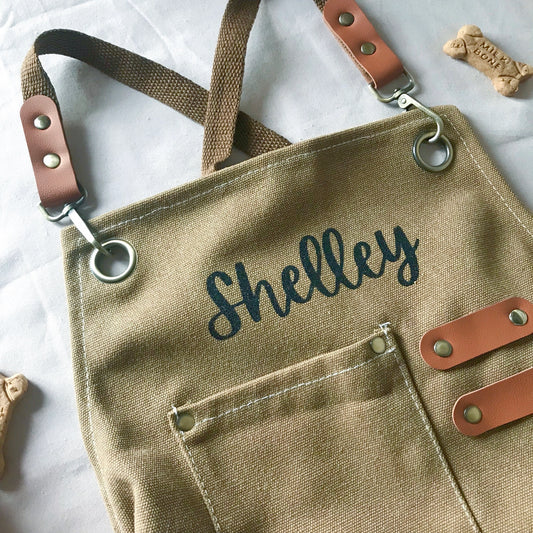 Trendy dog groomer apron grooming smock with pockets for salons