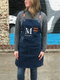 Personalized gardening apron custom gift for gardeners worn in backyard