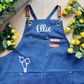 Personalized hairstylist aprons with pockets, salon-ready workwear with name