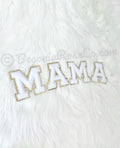 MAMA Chenille Letter Patches Sew On Iron On Light Pink Sequin Mom Gift Baby Shower