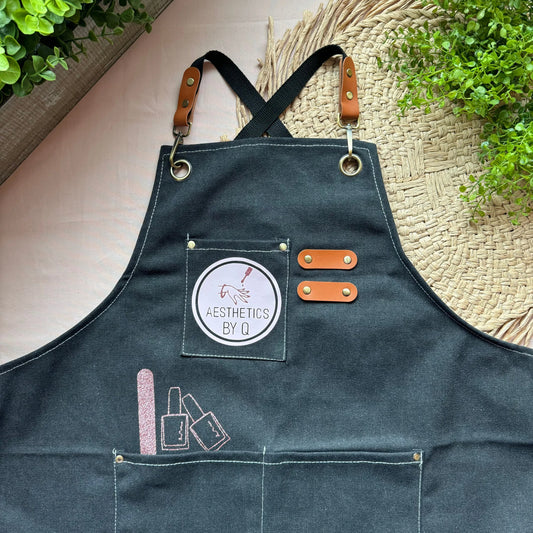 Esthetician nail tech apron multi pocket utility canvas for spa salons