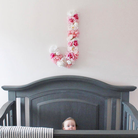 flower letter floral letter nursery decor blush nursery floral nursery