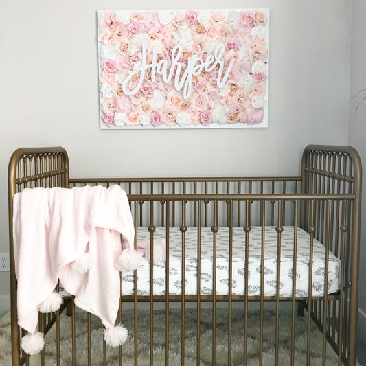Personalized flower wall custom wood name sign wedding nursery backdrop