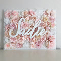 Personalized flower wall name sign girl room floral backdrop
