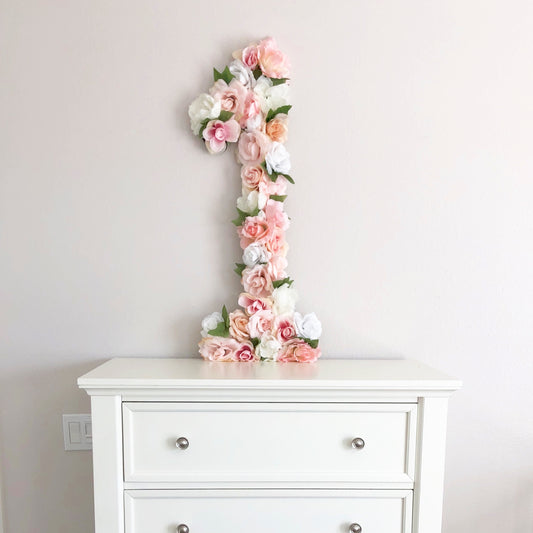 flower number floral number first birthday number 1st birthday photo
