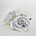 3-inch light dusty blue artificial rose with slate blue and grey petal tips for weddings