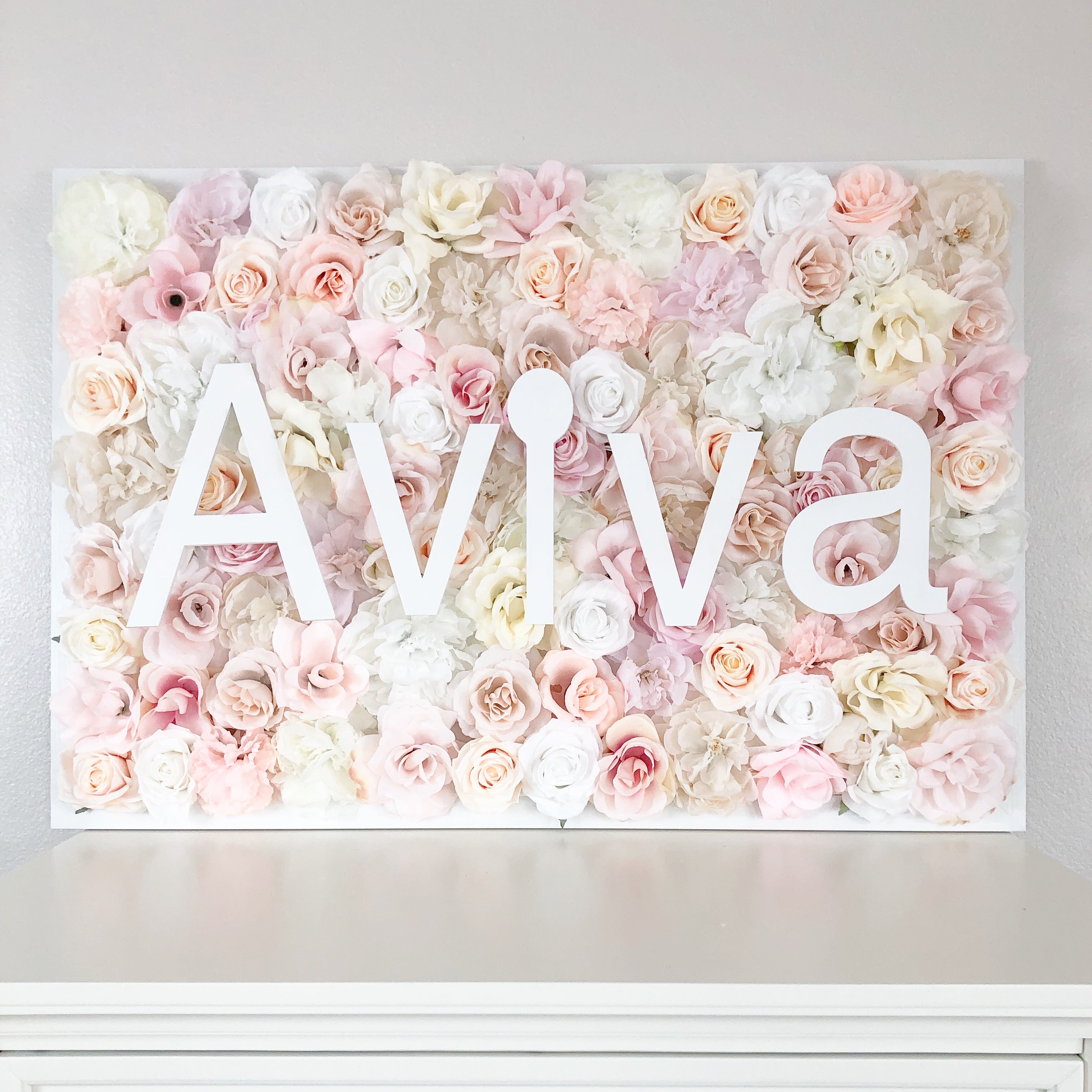 Nursery Floral Wall with Name Sign Customize Flowers Personalized Deco ...