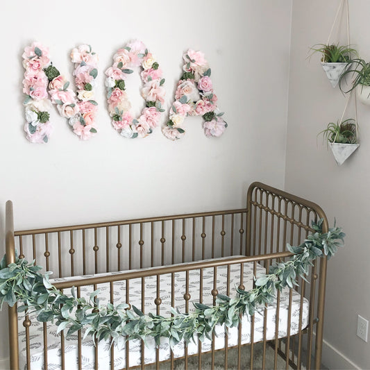 Floral letter baby name sign for crib and nursery decor