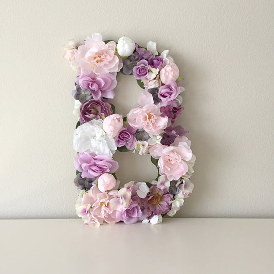 Custom letter decor floral nursery wall art lavender baby gift