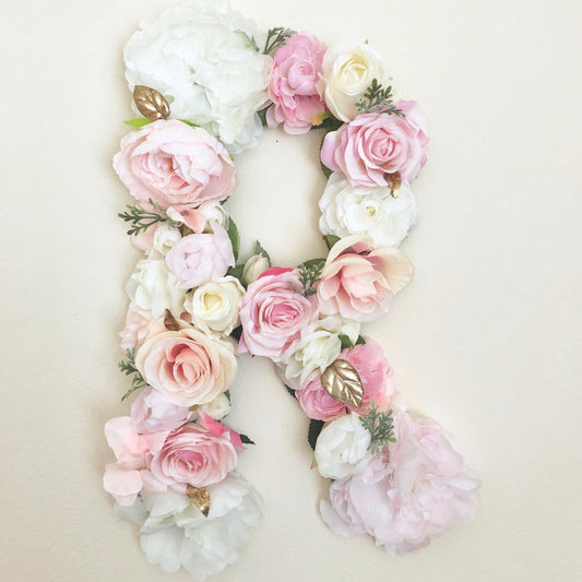 Custom initial decor floral letter bridal shower sign and floral home art