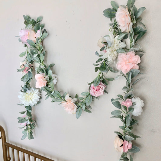 blush nursery decor floral garland custom garland flower garland peony garland baby shower garland bridal shower garland decor