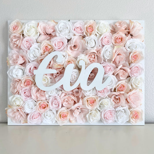 Milestone flower wall name sign floral photo prop for celebrations