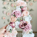 Flower monogram letter floral initial sign for custom wedding decor and bridal events