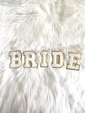 BRIDE chenille letter patches light pink sequin sew-on iron-on bridal gift set