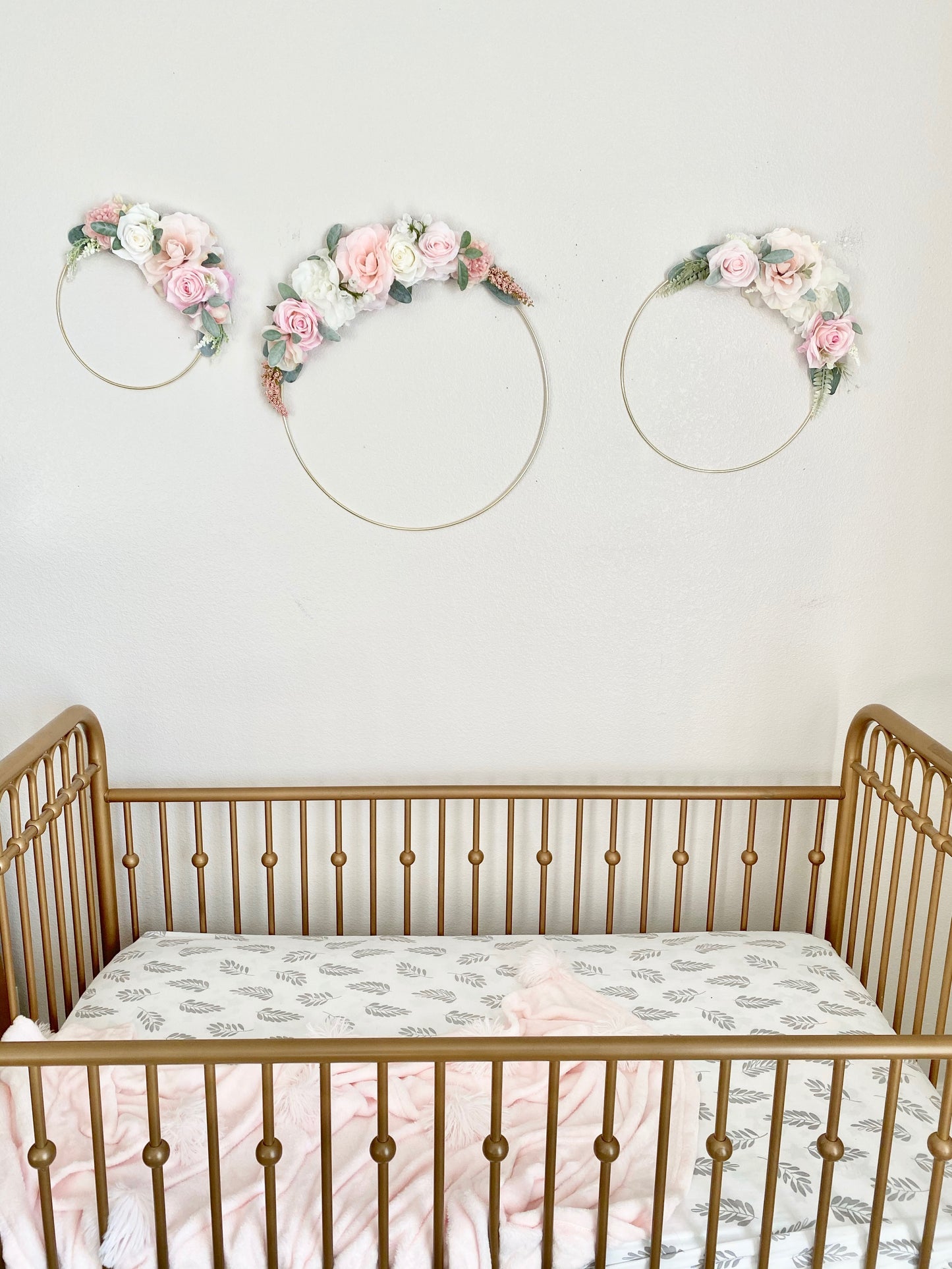 Floral Hoop Wreath, Nursery Floral Wreath, Nursery Wall Decor Girl, Photo Prop Wreath, Baby Shower Wreath Girl Nursery, Farmhouse Decor