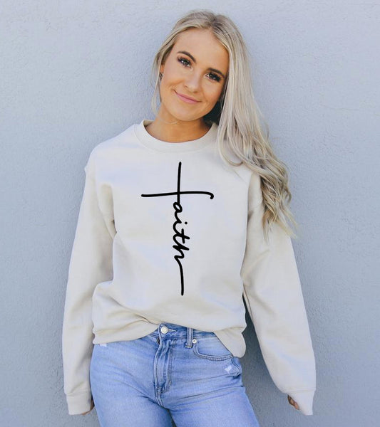 Faith crew-neck sweatshirt 50/50 cotton-poly unisex front view