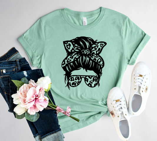 Messy Bun Shirt women graphic tee unisex crew neck front view