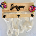 Custom Bow Holder Headband Holder Name Sign, Personalized Bow, Bow Holder with Flowers, Baby Shower Gift Girl, Girl Nursery Wall Decor
