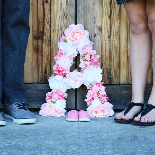 pregnancy announcement idea announcement photo prop maternity photo prop floral letter baby girl announcement gender reveal photo idea
