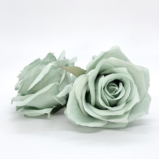 3.5" Artificial Mint Rose Flower Mint Artificial Rose Head Sage Green Artificial Flowers Sage Faux Flowers Flower Crown Mint Wedding Decor
