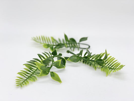 Artificial tropical fern palm greenery accents for wedding bouquets and flower crowns