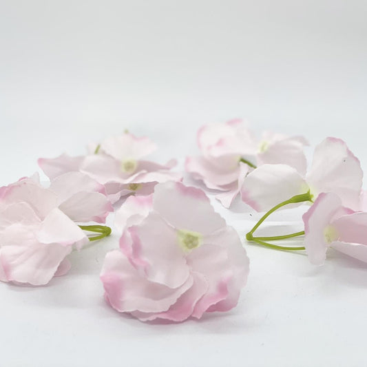 Light blush pink hydrangea flowers set of 5 clusters for wedding flower crowns
