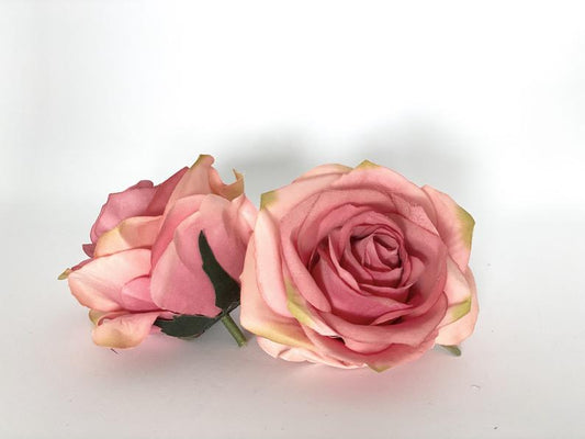 3.5" Artificial Faded Red Rose Head Light Red Rose Red Silk Flower Red Wedding Flower Faded Red Flower Artificial Rose Head Red Floral