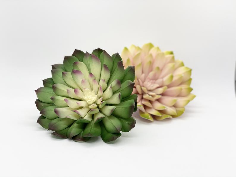 Large 6" Faux Succulent Plant Fake Succulent Decor Two Tone Succulent Favor Succulent Artificial Succulent Wall Green Succulent Echeveria