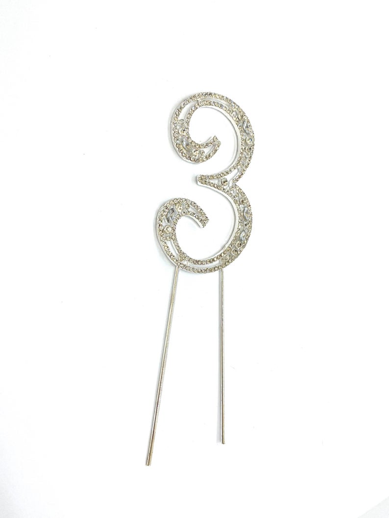 4" Rhinestone Number Cake Topper Rhinestone Cake Topper Rhinestone Birthday Number Cake Topper First Birthday Cake Number Second Birthday
