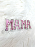 MAMA chenille letter patches light pink sequin sew on iron on mom gift