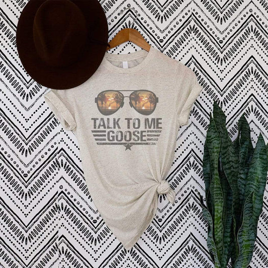 Talk To Me Goose Top Gun graphic tee sublimation print detail