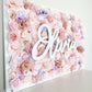 Floral wood backdrop name sign baby shower personalized