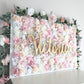 Shabby chic flower wall with personalized wood name sign