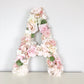 Floral initial wedding table centerpiece faux flowers