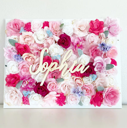 Custom Flower Wall with Name Sign Salon Wall Decor