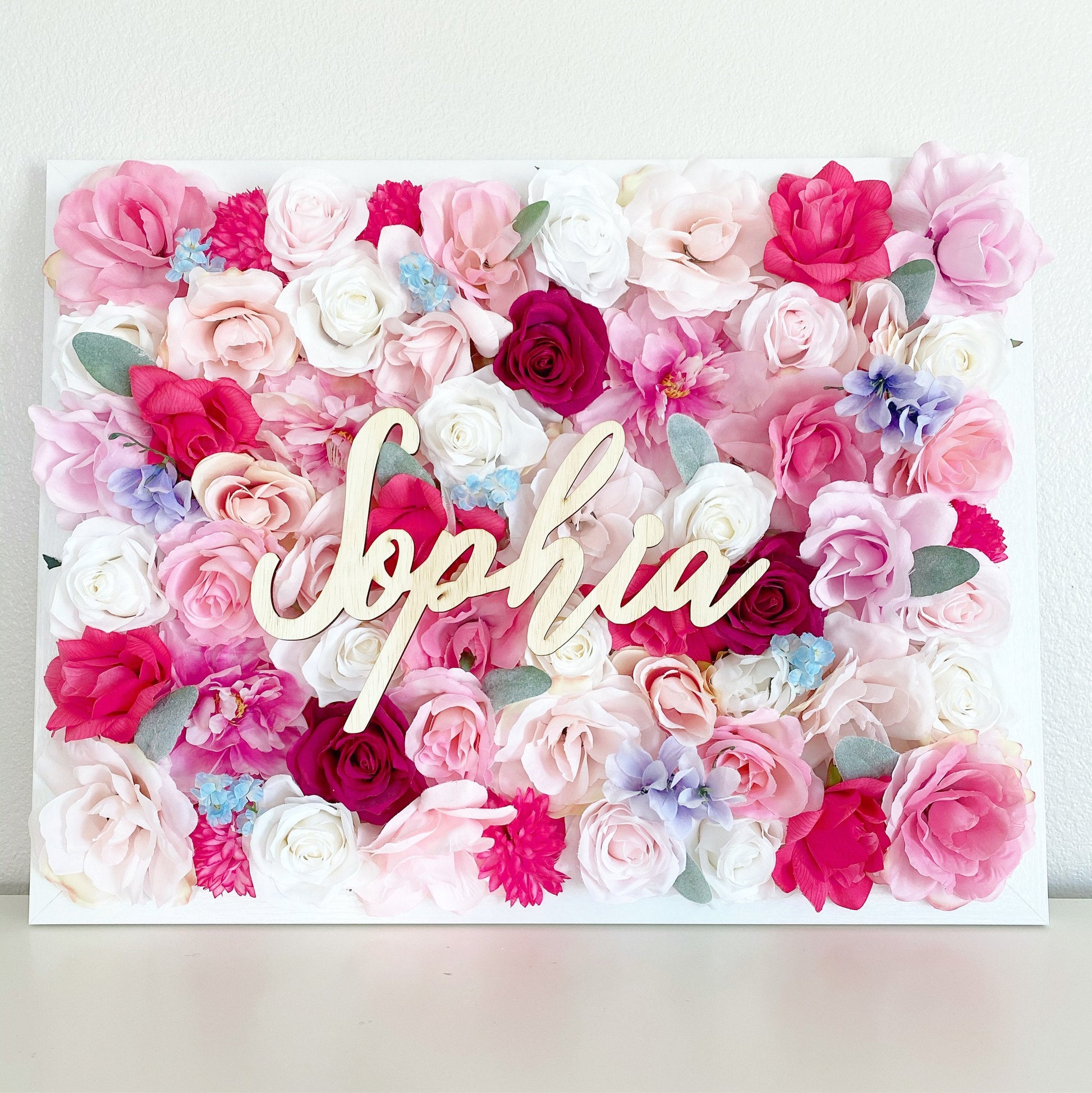 Custom flower wall name sign wedding ceremony