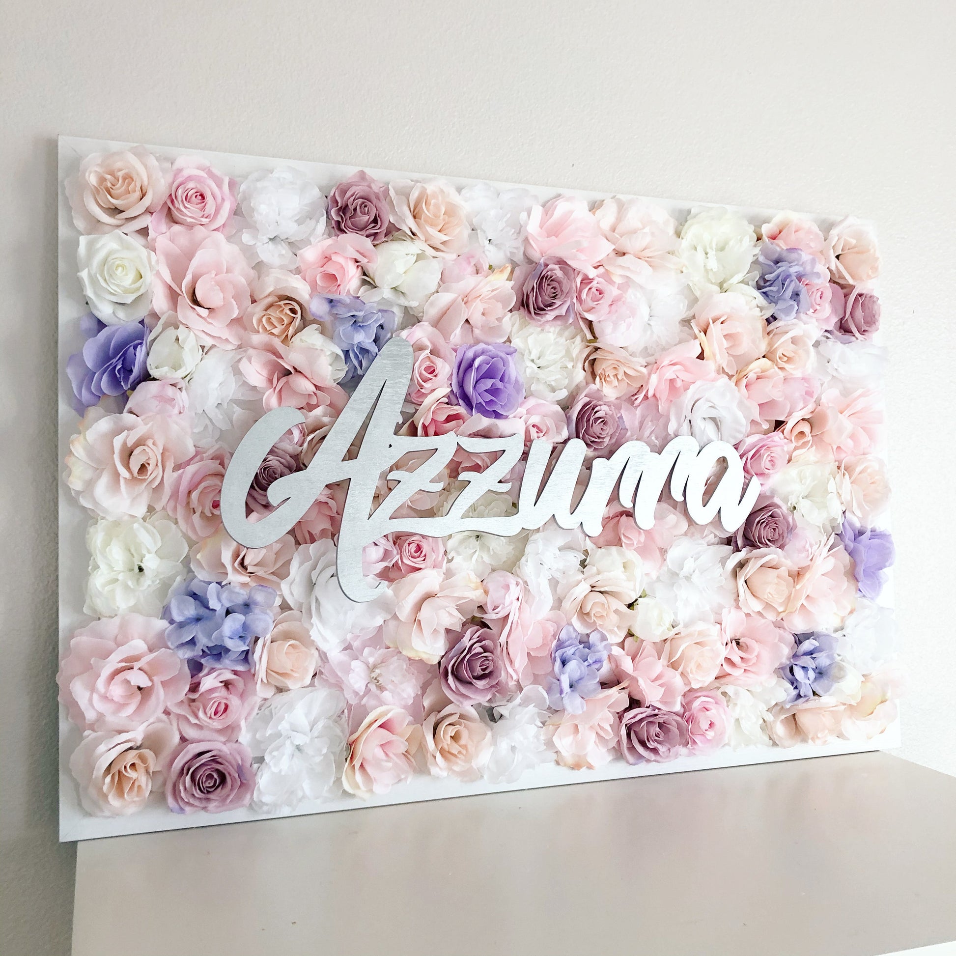 3D floral wall with name sign for high end photo booth