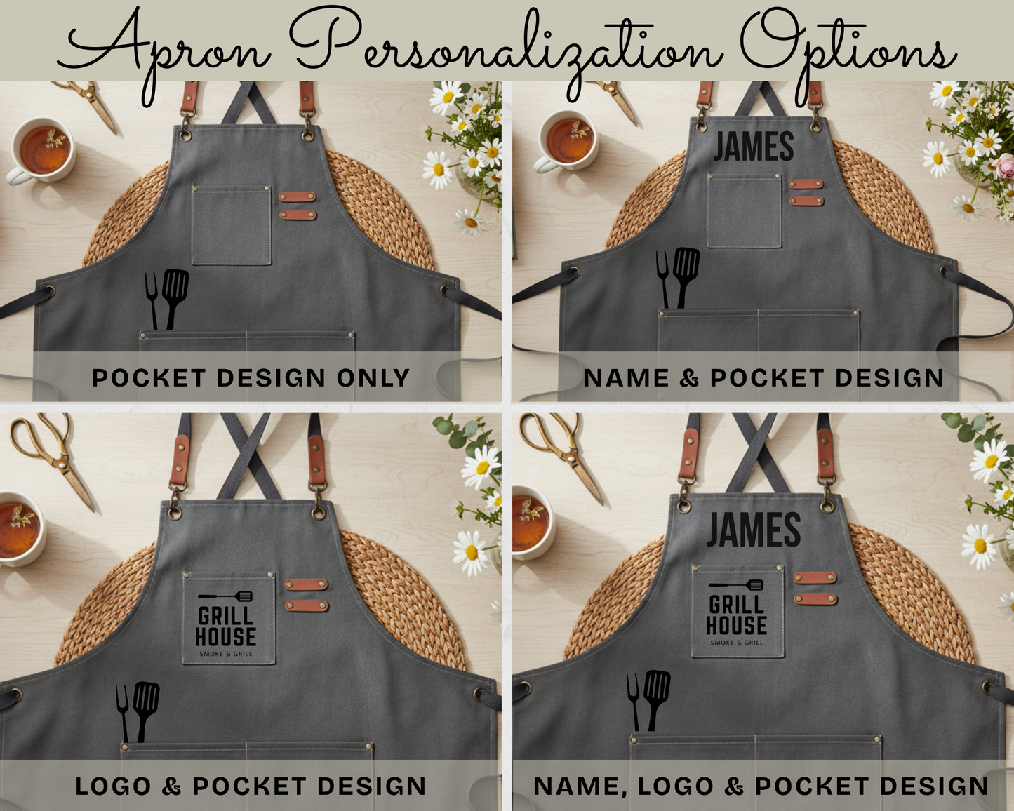 Custom BBQ Apron with Pockets Professional Grilling