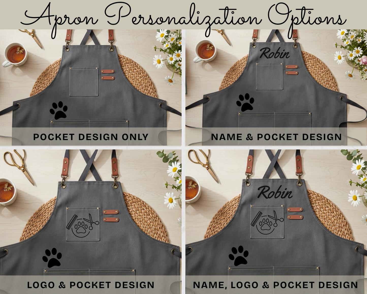 Personalized Dog Groomer Apron with Storage Pockets