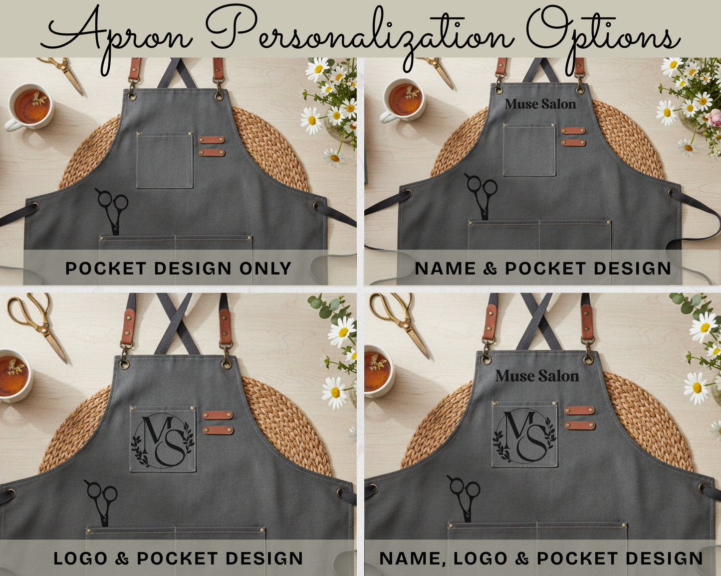 Personalized Trendy Hairstylist Apron with Pockets