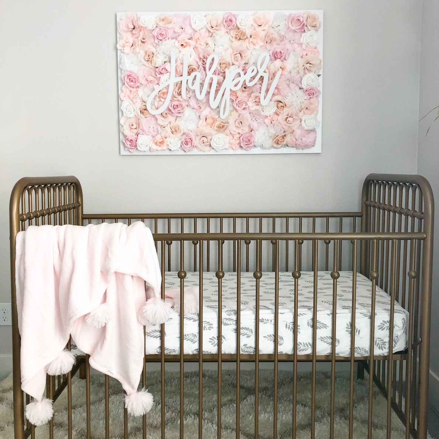 Nursery custom name sign floral wall personalized