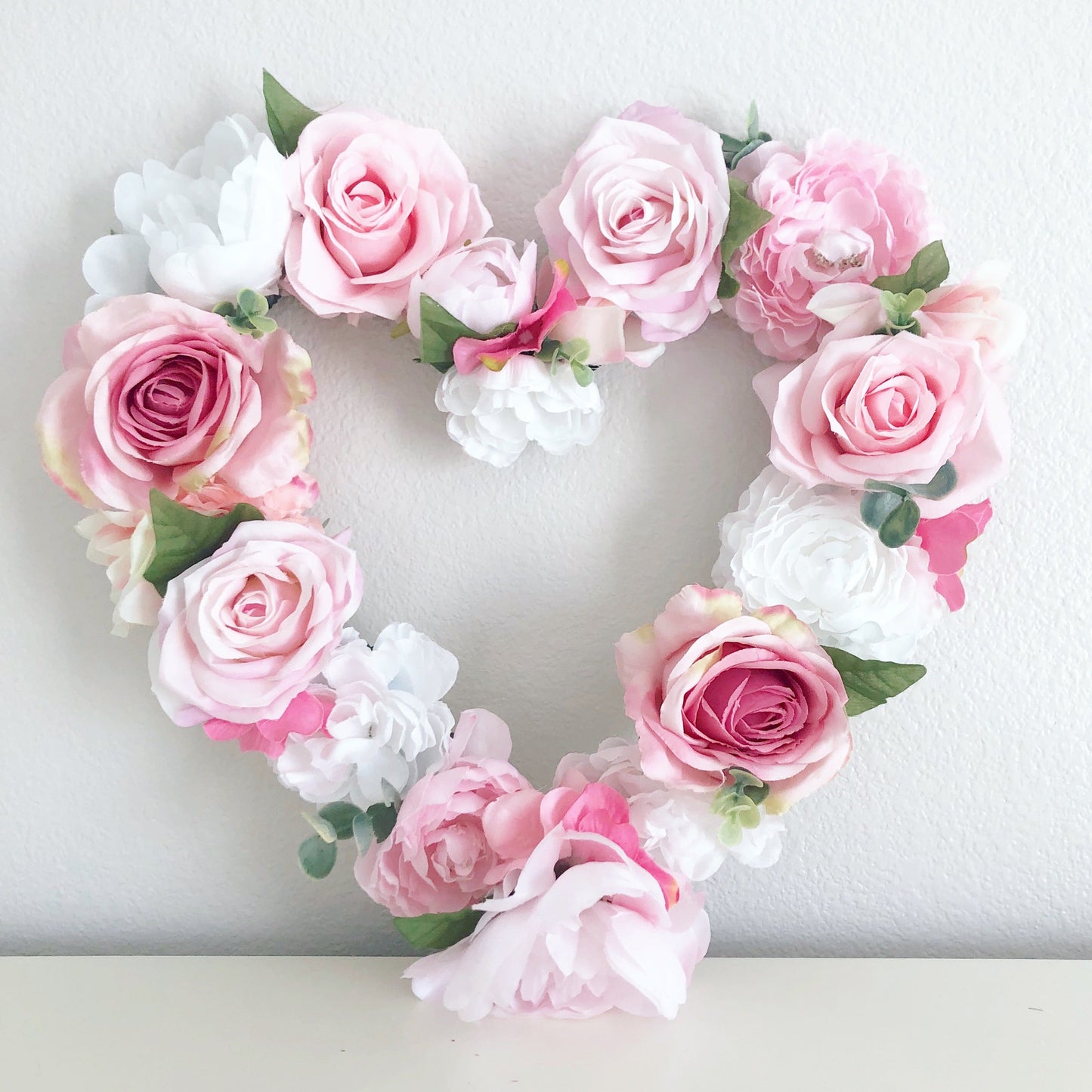 Pink floral heart nursery decor girl room wall art