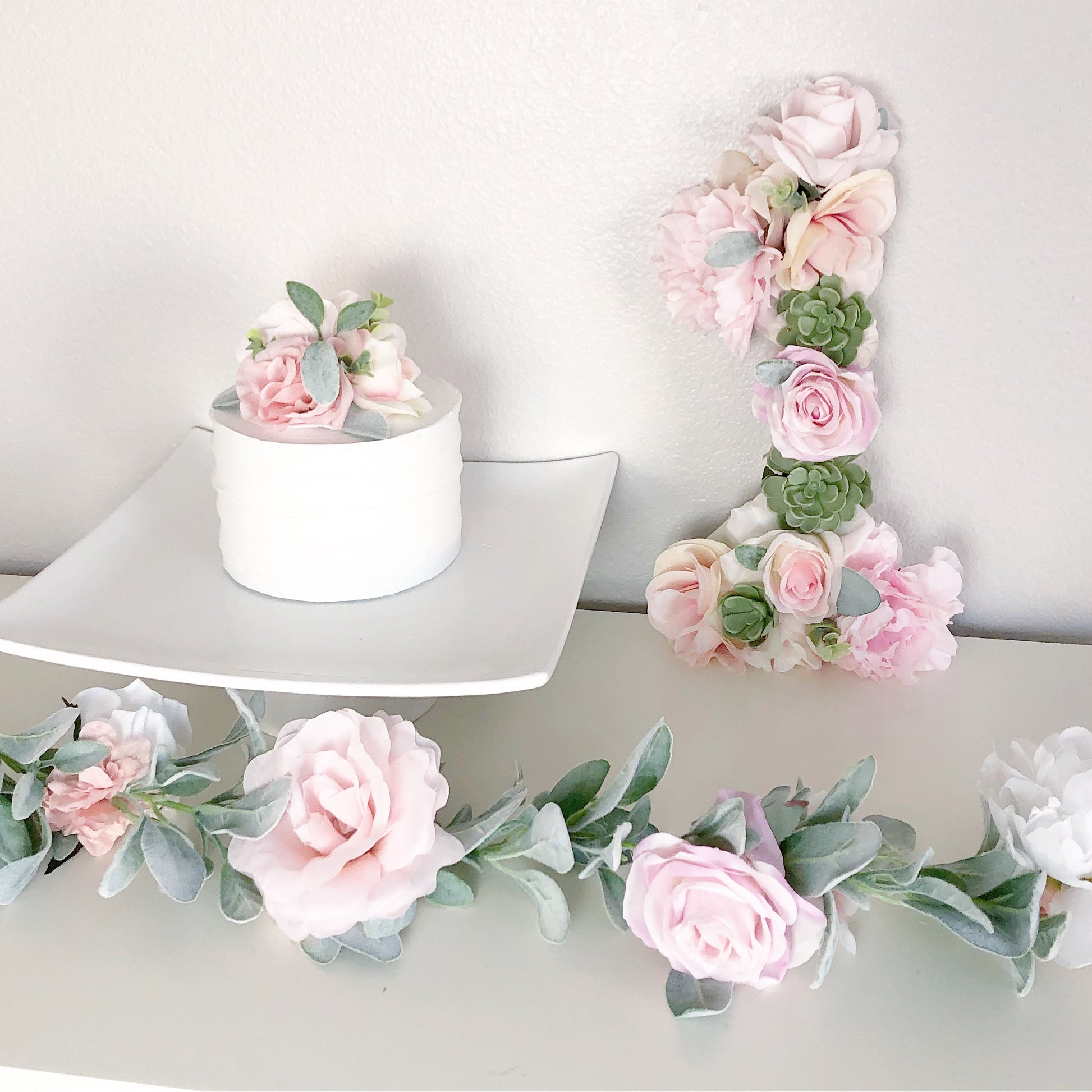 Floral cake topper boho kids birthday decor