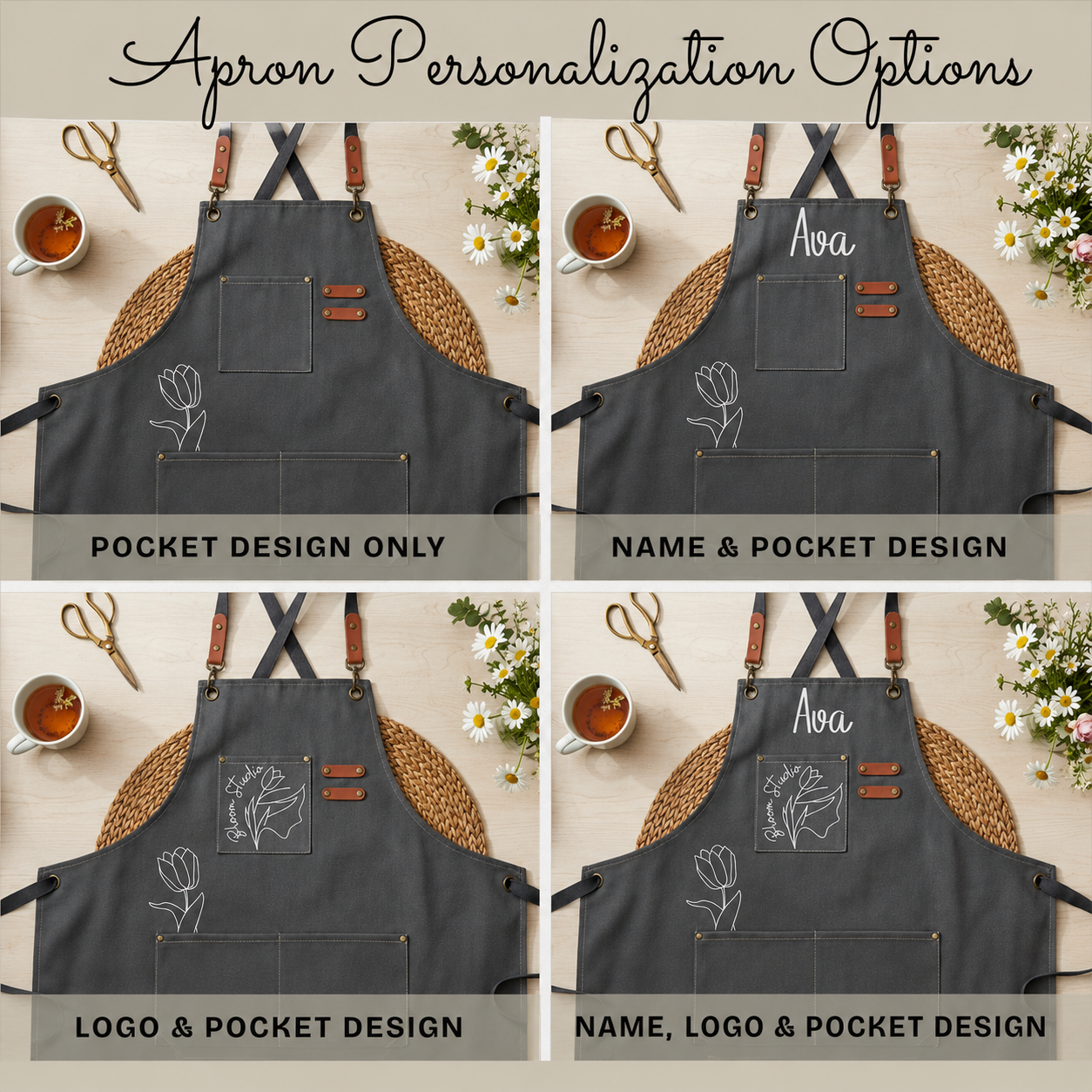 Blank pedicurist nail artist apron with no personalization for salon use