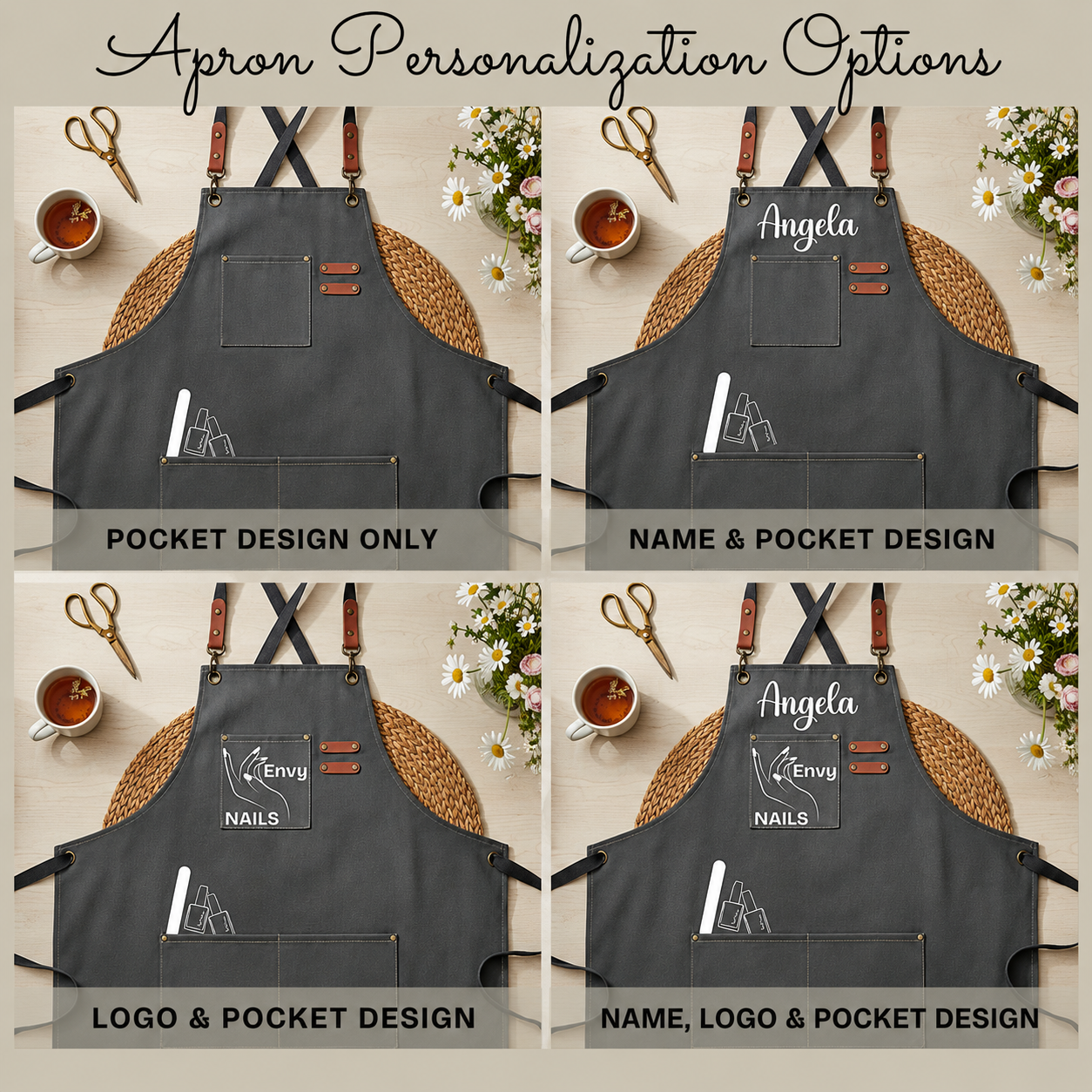 Esthetician Nail Tech Apron Multi-Pocket Utility