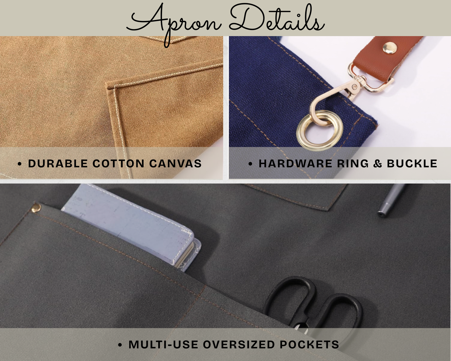 Multi-Pocket Gardening Apron Large Tool Storage