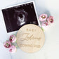 Custom pregnancy announcement wood plaque with family last name