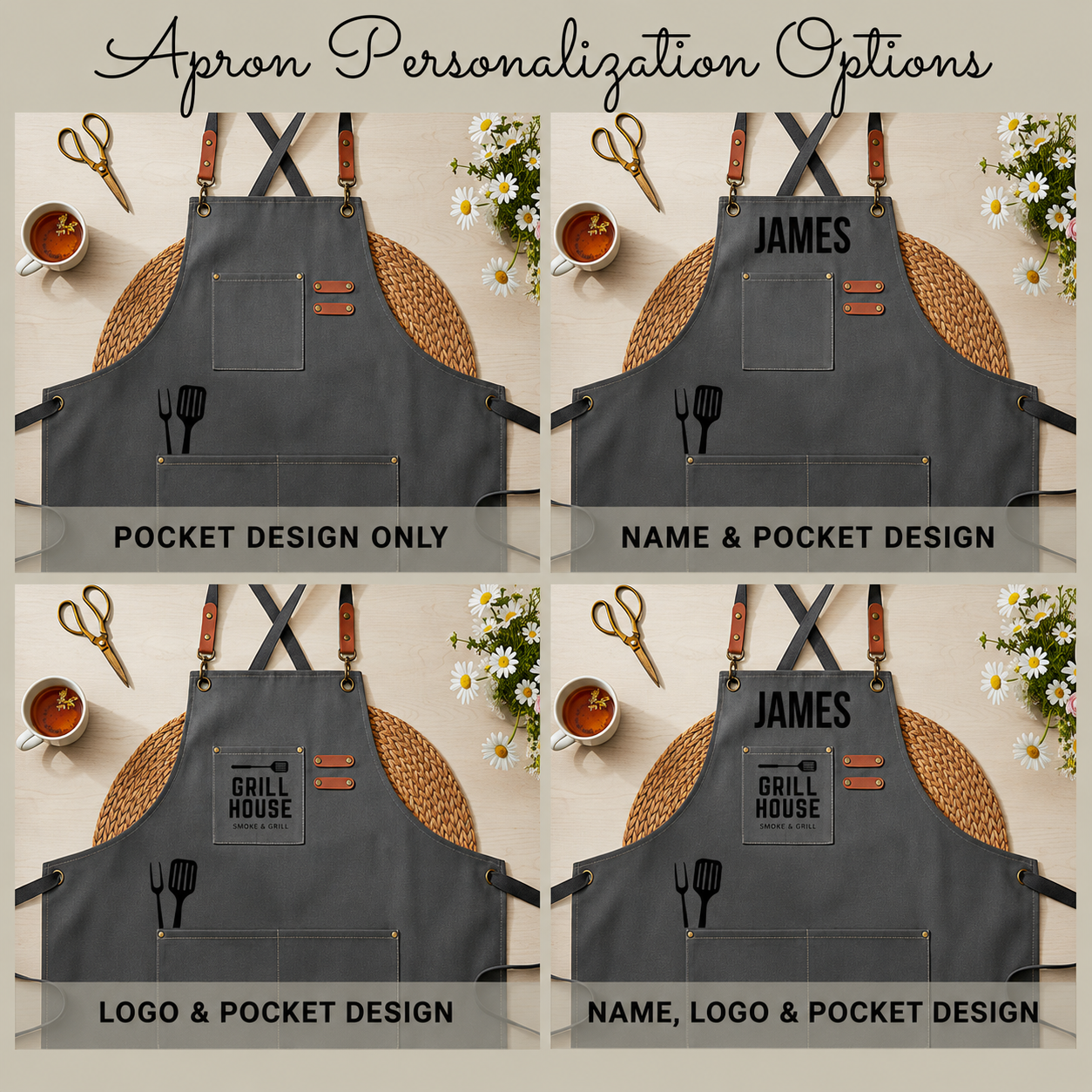 Custom BBQ Apron with Pockets Professional Grilling