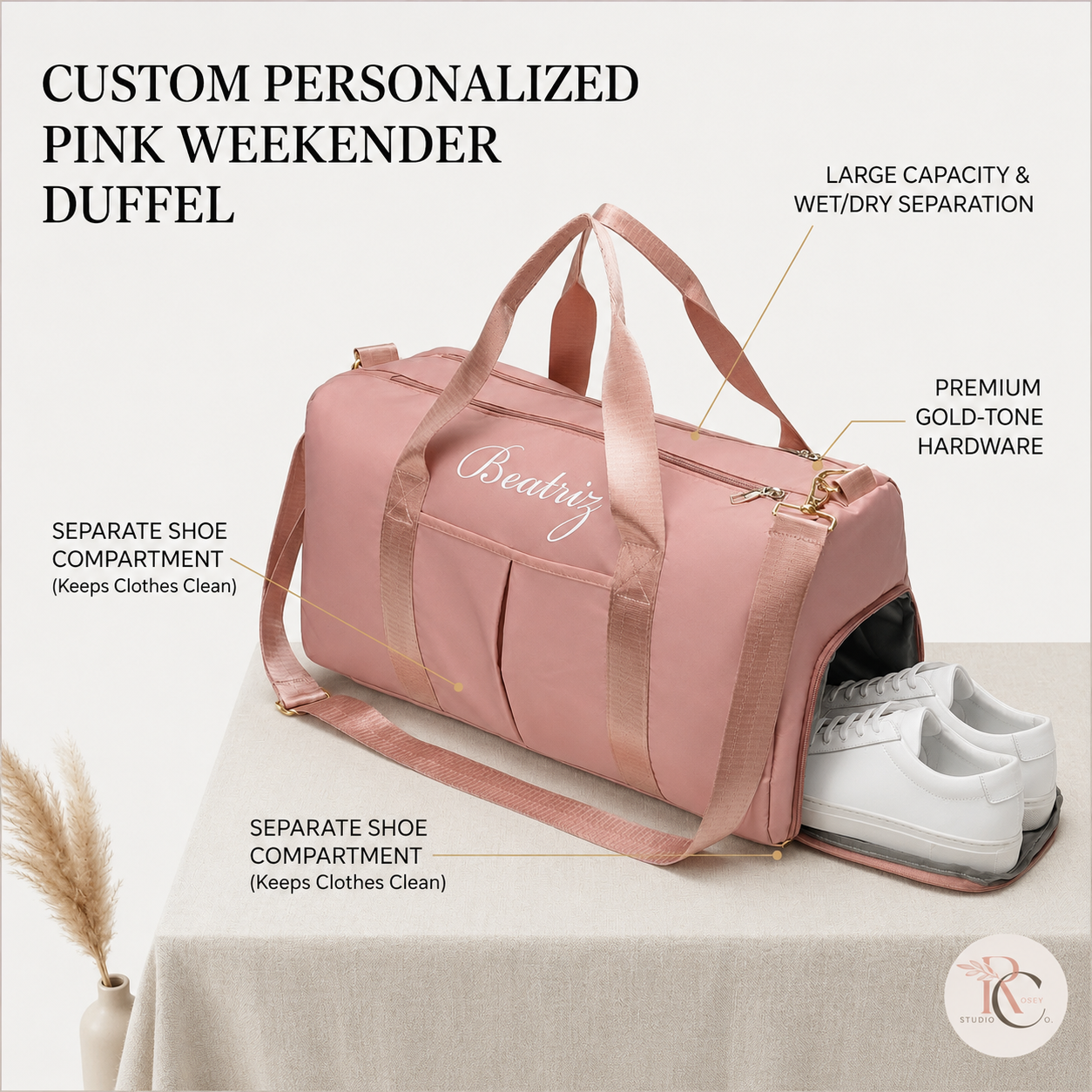 Personalized Weekender Bag Carry-on Size Travel Duffel